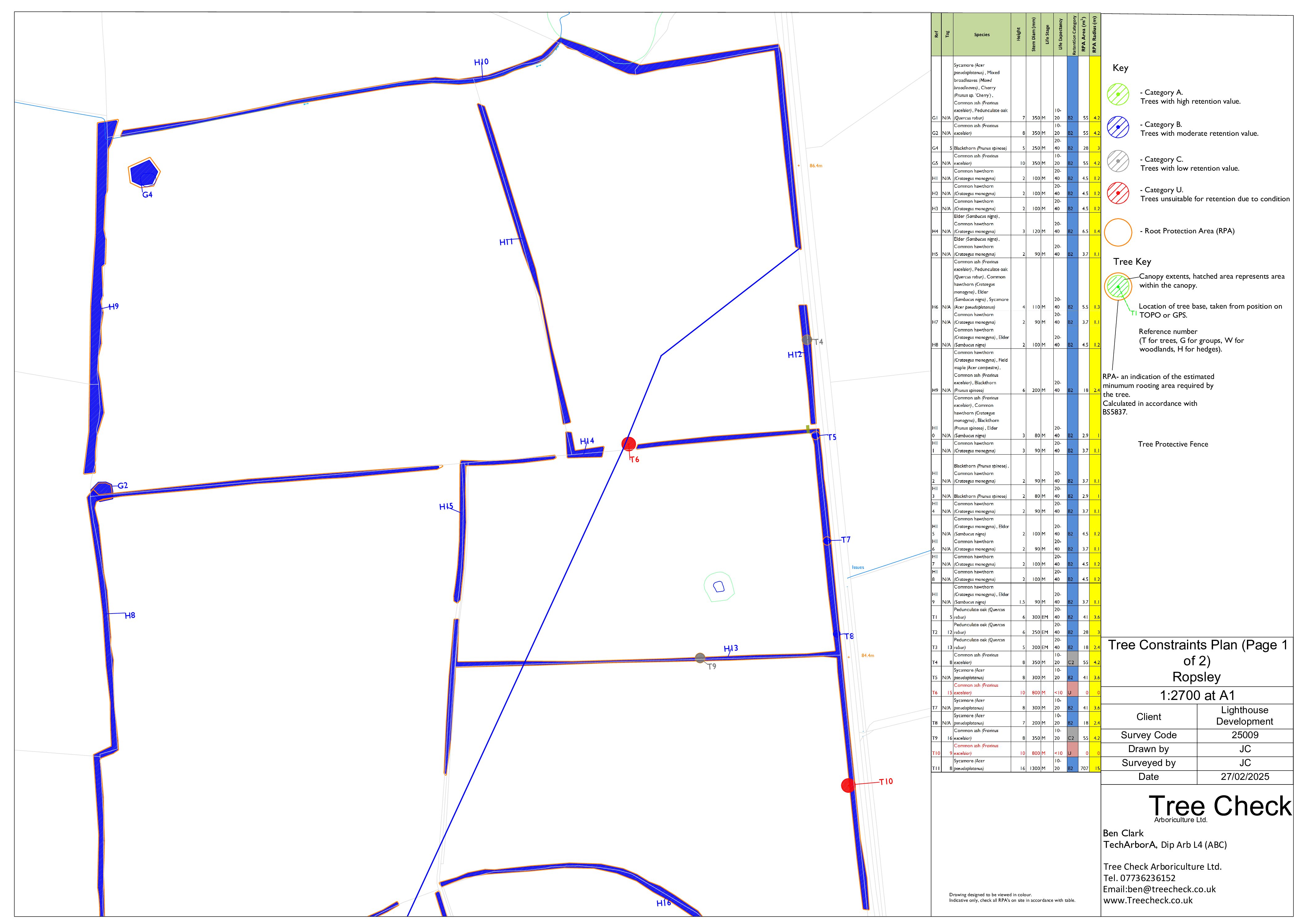 25009 Tree Constraints Plan Ropsley Tree Check 2025 Page 1 of 2